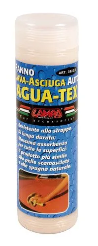 AQUA-TEX PANNO LAVA/ASCIUGA AUTO BARATTOLO PULIZIA LAVAGGIO PELLE LAMPA