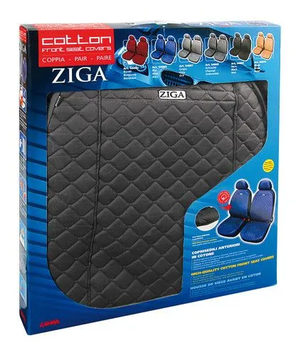 ZIGA COPPIA COPRISEDILI ANTERIORI IN COTONE UNIVERSALI GRIGIO SEDILI AUTO LAMPA