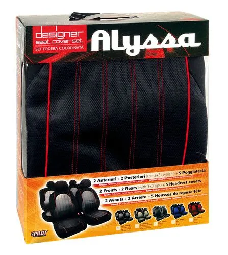 ALISSA SET FODERE COORDINATE NERO COPRISEDILI INTERNO AUTO LAMPA