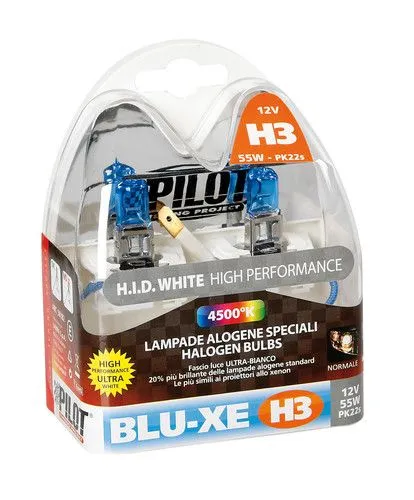 12V LAMPADA ALOGENA BLU-XE H3 - 55W - PK22S - 2 PZ - SCATOLA LAMPADE AUTO LAMPA