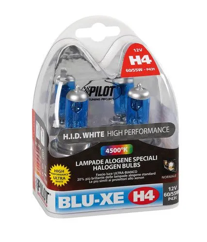 12V LAMPADA ALOGENA BLU-XE H4 60/55W P43T - 2 PZ - SCATOLA LAMPADE AUTO LAMPA