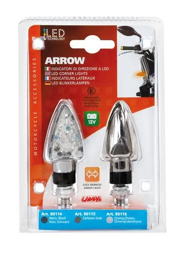 ARROW-2 INDICATORI DI DIREZIONE A LED 12V CROMO PER MOTO FRECCE LAMPA