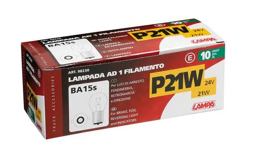 10 LAMPADINE 24V 1 FILAMENTO P21W 21W BA15S 10 PZ LAMPADE PER CAMION LUCI LAMPA