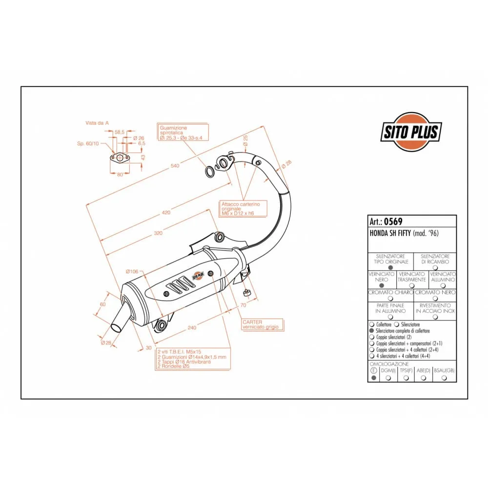 Scarico Completo Leovince Acciaio Honda Sh Fifty Mod 96 1996 > 1999-0569-100367