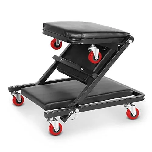 Sgabello Moto Auto Officina Pieghevole Con 6 Ruote Portata 150kg Professionale-ST-L1-146797