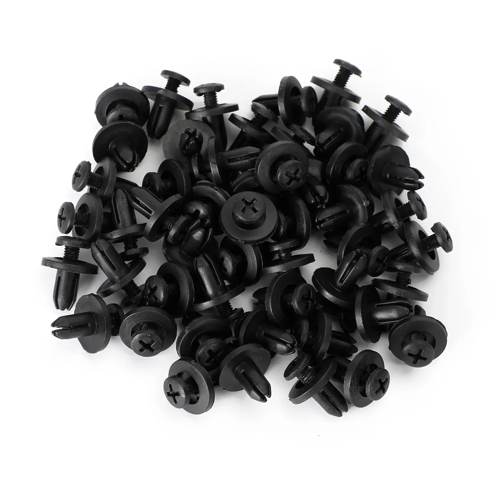50pcs Carénage Panneau Boulon Clip 6mm En Plastique Vis Rivets Clips Noir Pour Honda Générique