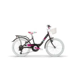 Bici Bambina 20" nera Fleur con portapacchi e cambio 6 velocità