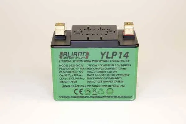 Batteria al Litio Aliant per Ducati 1198 S 09-11 modello ULTRALIGHT Y-LP14 (Peso 760g - Dimensioni 114x69x90 mm)