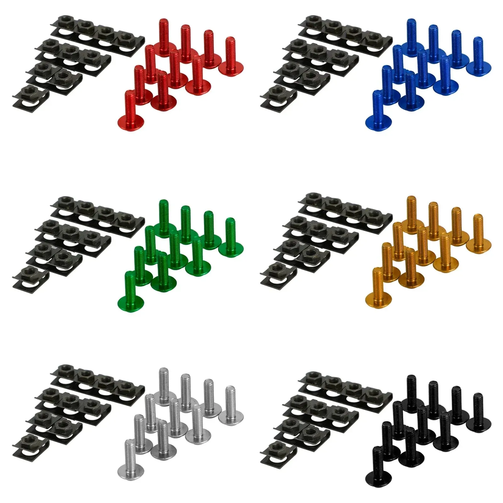 Écran de carénage en aluminium pour moto M6x20mm Vis Boulons Clips kit QTÉ 10 Générique