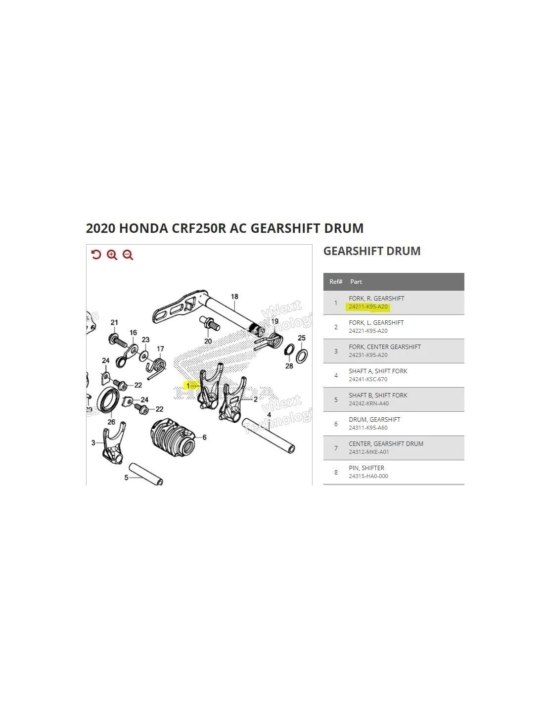 Forchetta cambio Honda CRF 24211-K95-A20