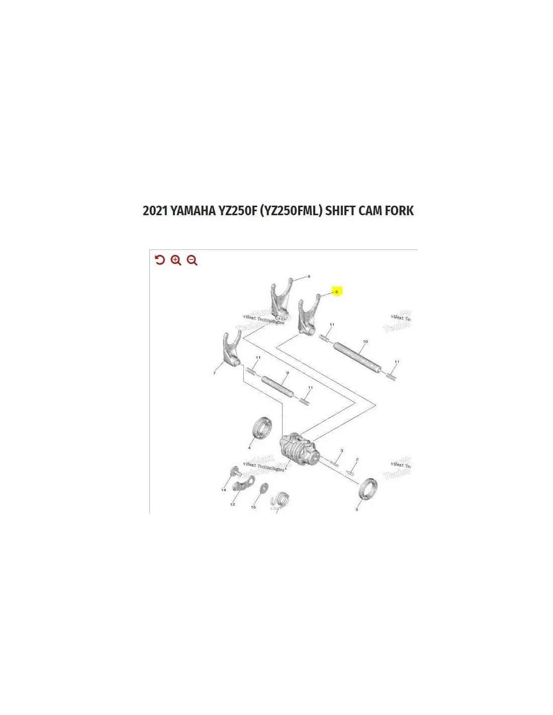 Forchetta selettore cambio Yamaha YZF 2021- 1SM185110000