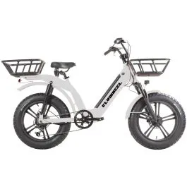 Bici Cargo Elettrica FAT 20" in Alluminio con Alta Capacità di Carico - Freni a Disco Idraulici, Full Ammortizzata, Batteria Integrata 48V - Colore Bianco
