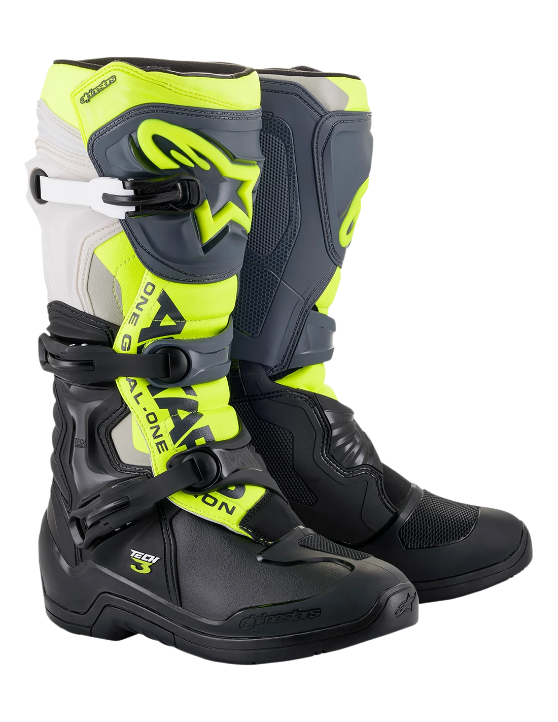 Stivali Alpinestars Tech 3 bianco/nero/grigio/giallo fluo