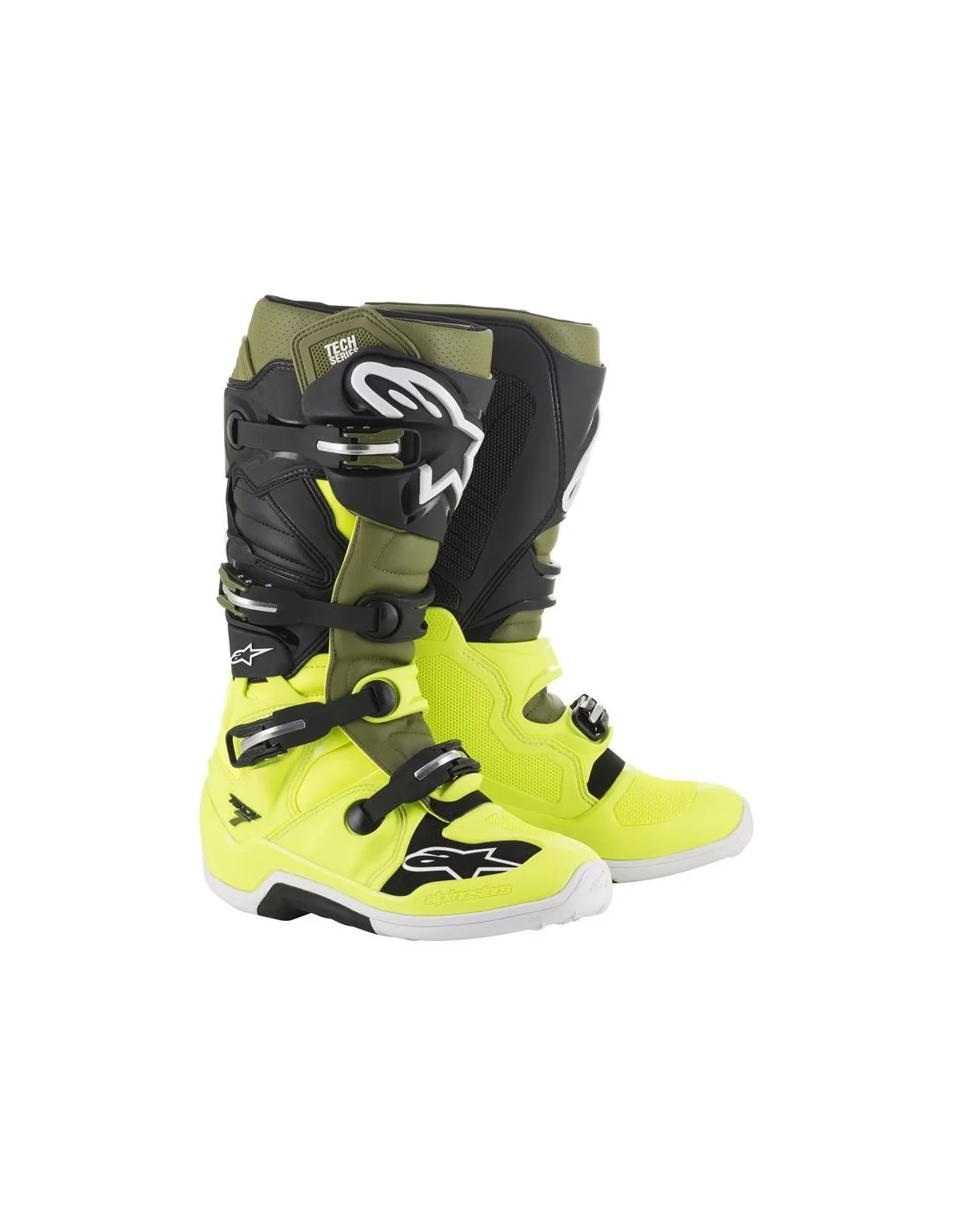 Stivali Alpinestars Tech 7 Verde Militare Nero Giallo Fluo